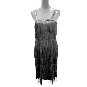 Costume Women Flapper Fringe‎ Sleeveless Dress 1920s Halloween